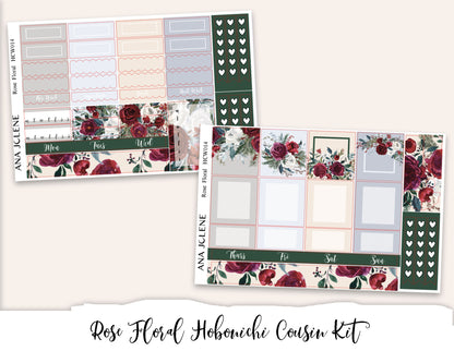 ROSE FLORAL Hobonichi Cousin Weekly Planner Sticker Kit