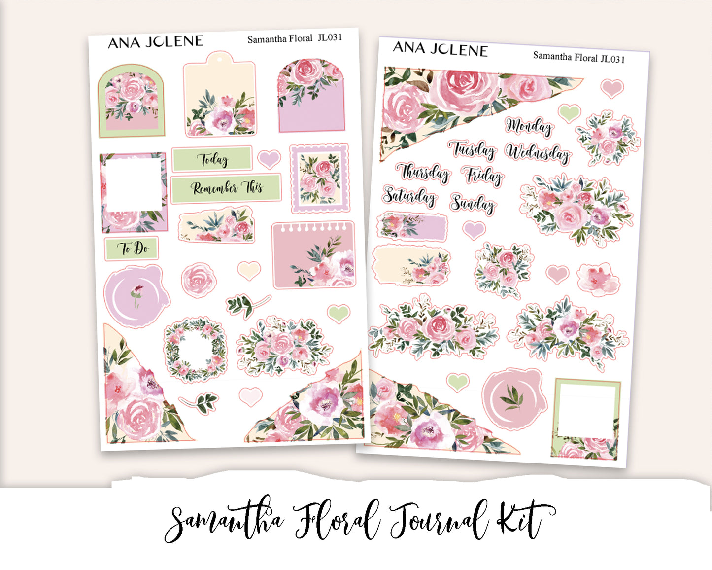 SAMANTHA FLORAL Full Journal Sticker Kit