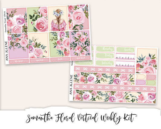 SAMANTHA FLORAL Planner Sticker Kit (Vertical Weekly)