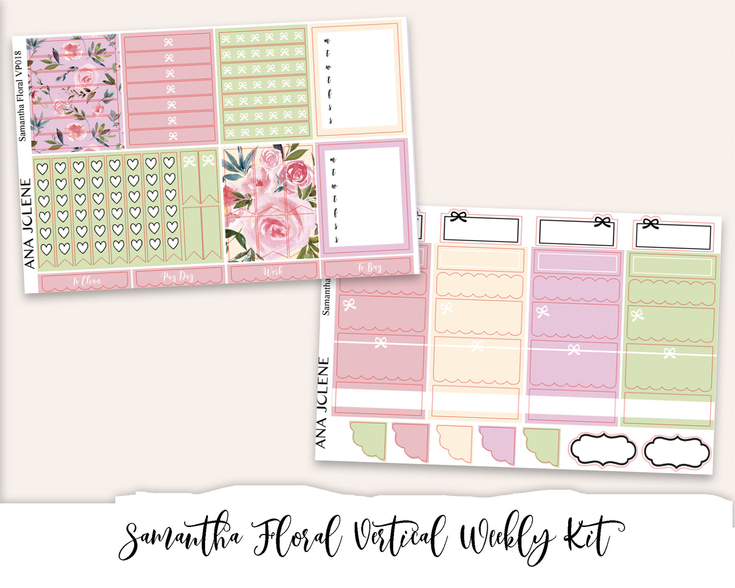 SAMANTHA FLORAL Planner Sticker Kit (Vertical Weekly)
