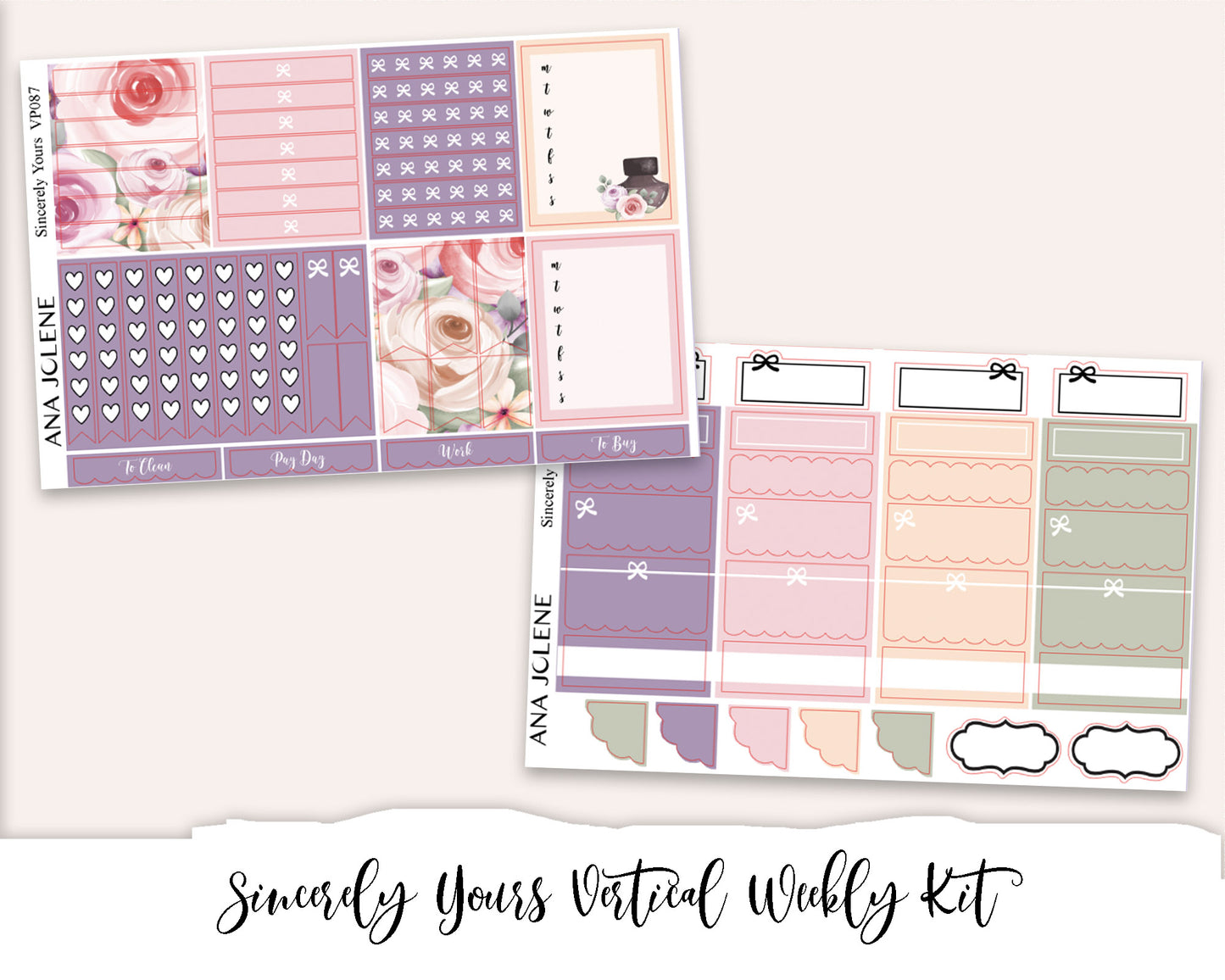 SINCERELY YOURS Planner Sticker Kit (Vertical Weekly)