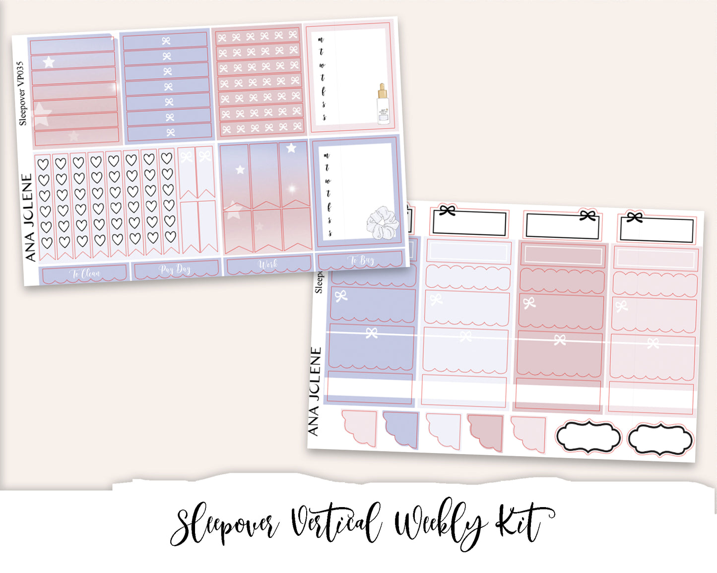 SLEEPOVER Planner Sticker Kit (Vertical Weekly)