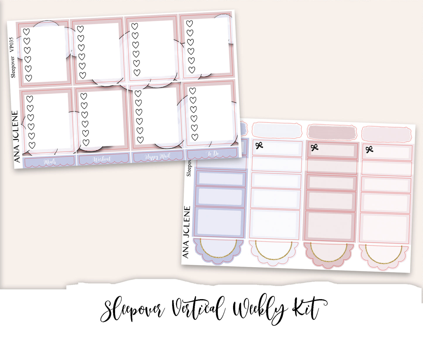 SLEEPOVER Planner Sticker Kit (Vertical Weekly)