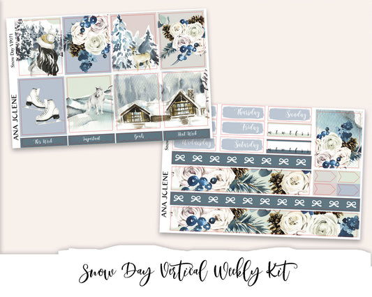 SNOW DAY Planner Sticker Kit (Vertical Weekly)