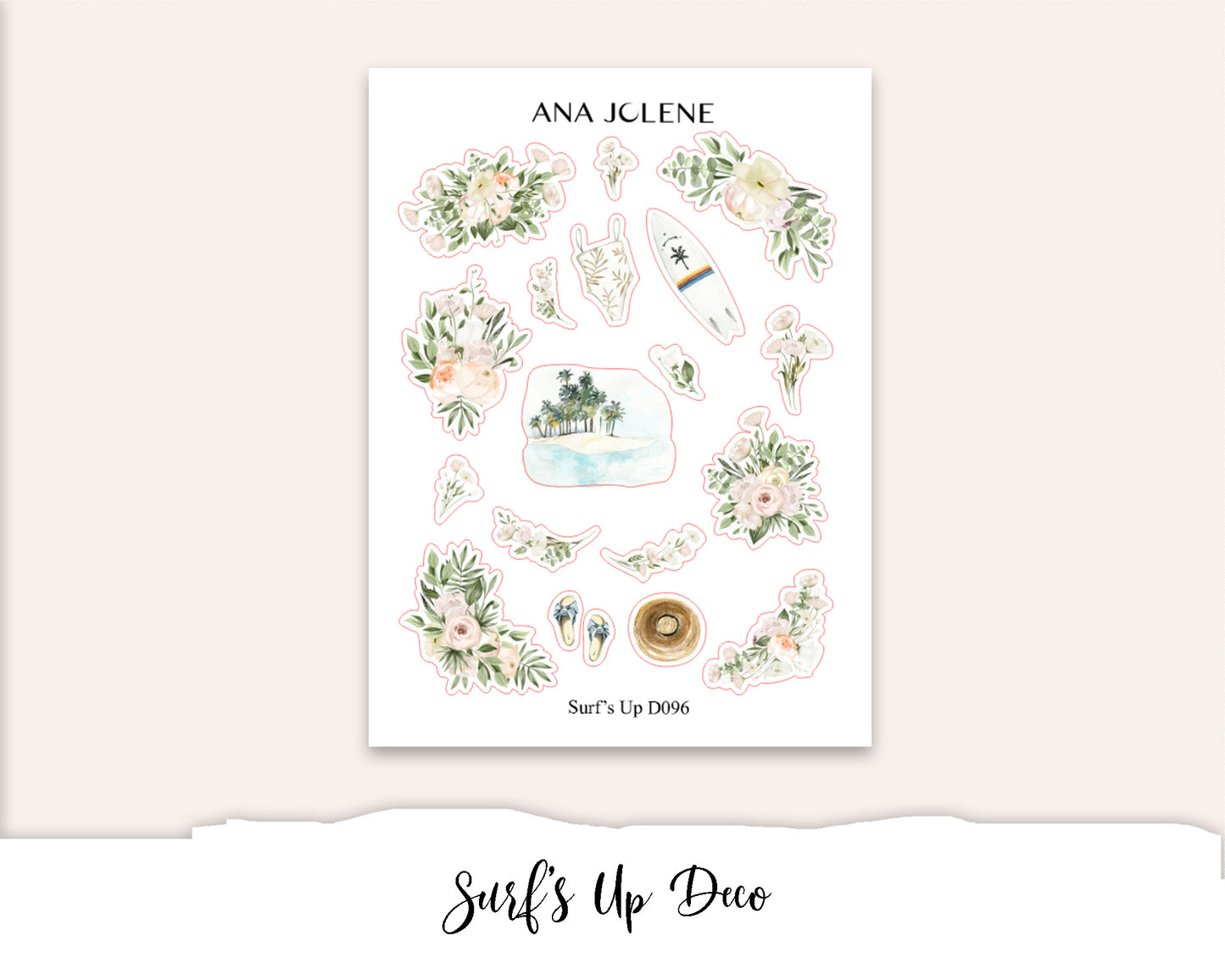 SURF'S UP Planner Sticker Kit (Vertical Weekly)