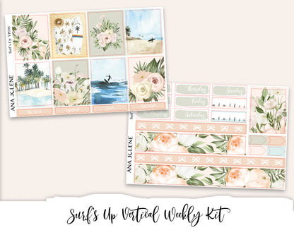 SURF'S UP Planner Sticker Kit (Vertical Weekly)