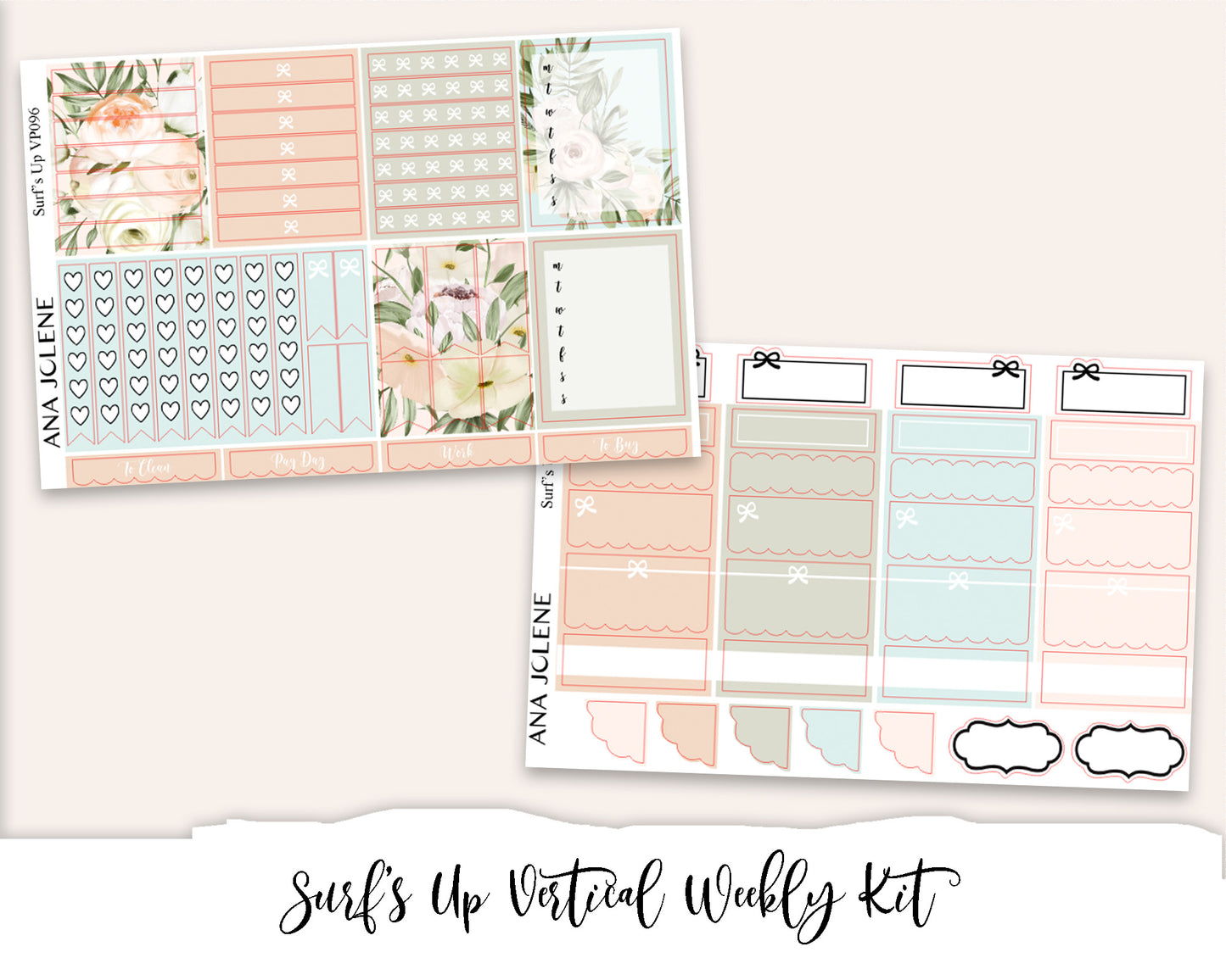 SURF'S UP Planner Sticker Kit (Vertical Weekly)