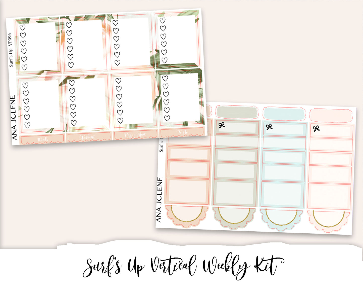 SURF'S UP Planner Sticker Kit (Vertical Weekly)