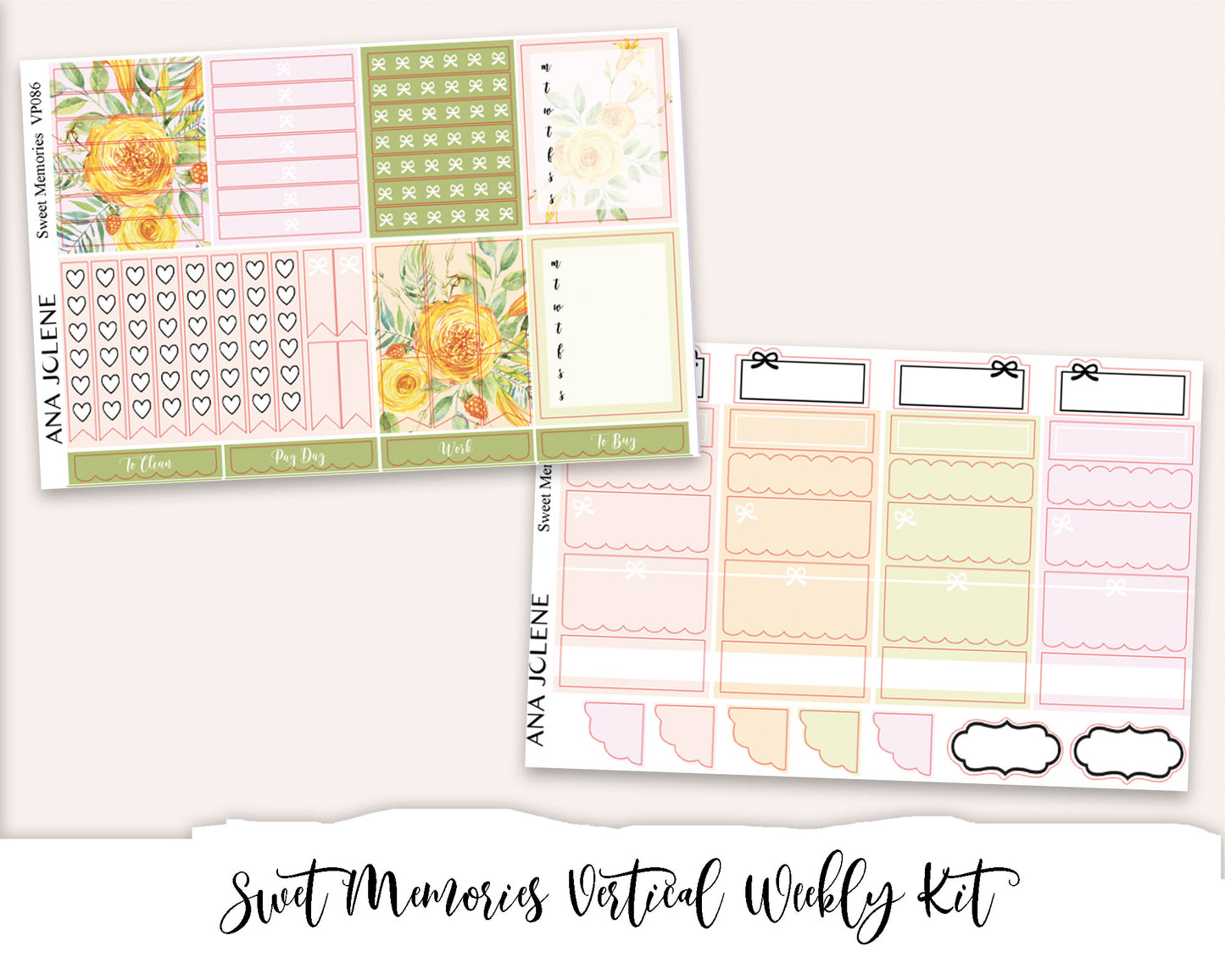 SWEET MEMORIES Planner Sticker Kit (Vertical Weekly)