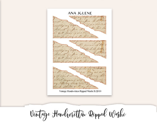 VINTAGE HANDWRITTEN RIPPED WASHI Deco Stickers