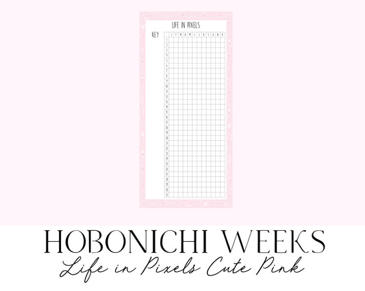 Hobonichi Weeks Life in Pixels Cute Pink (Full Page Printable Stickers)