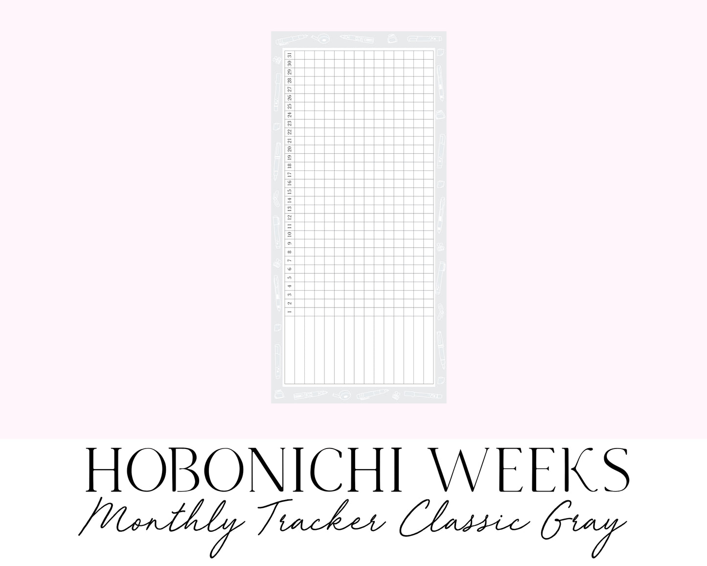 Hobonichi Weeks Monthly Tracker Classic Gray (Full Page Printable Stickers)