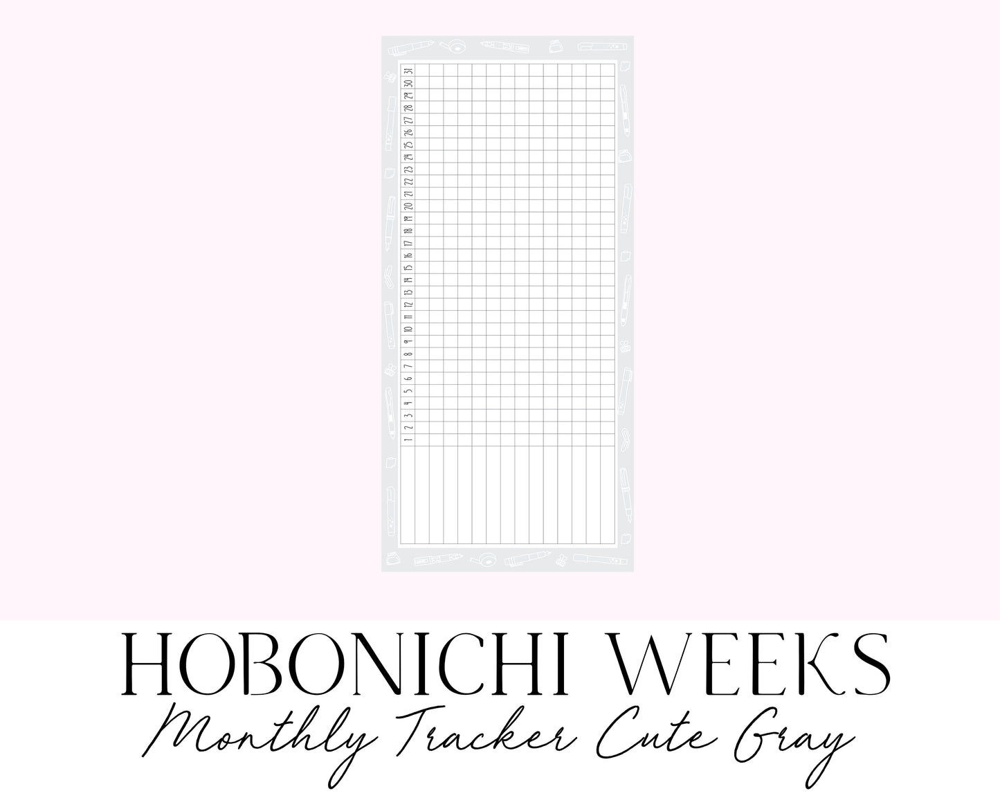 Hobonichi Weeks Monthly Tracker Cute Gray (Full Page Printable Stickers)