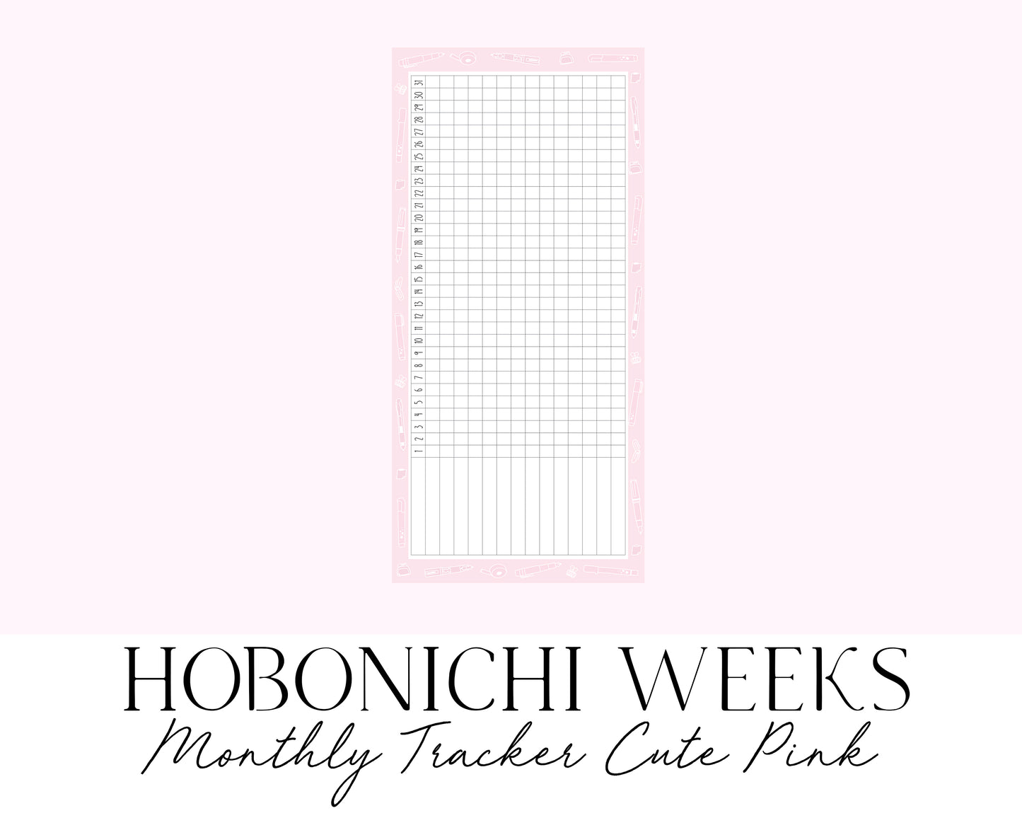 Hobonichi Weeks Monthly Tracker Cute Pink (Full Page Printable Stickers)