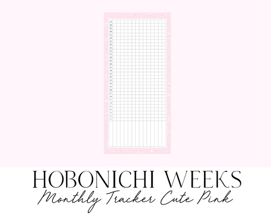 Hobonichi Weeks Monthly Tracker Cute Pink (Full Page Printable Stickers)