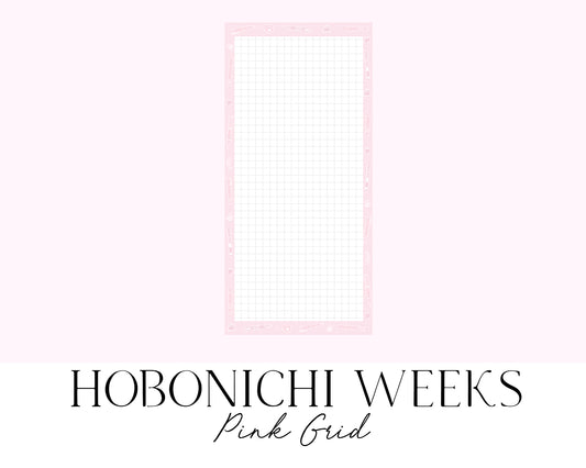 Hobonichi Weeks Grid Notes Pink (Full Page Printable Stickers)