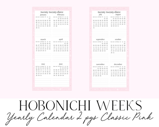 Hobonichi Weeks 2023 Yearly Calendar 2pgs Classic Pink (Full Page Printable Stickers)