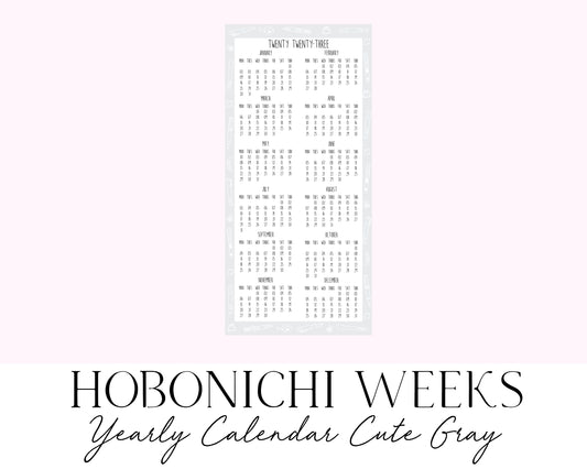 Hobonichi Weeks 2023 Yearly Calendar Cute Gray (Full Page Printable Stickers)