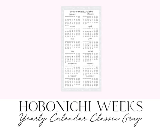 Hobonichi Weeks 2023 Yearly Calendar Classic Gray (Full Page Printable Stickers)