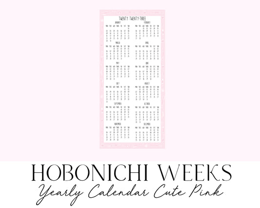 Hobonichi Weeks 2023 Yearly Calendar Cute Pink (Full Page Printable Stickers)