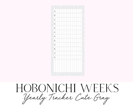 Hobonichi Weeks Yearly Tracker Cute Gray (Full Page Printable Stickers)