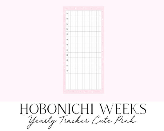 Hobonichi Weeks Yearly Tracker Cute Pink (Full Page Printable Stickers)