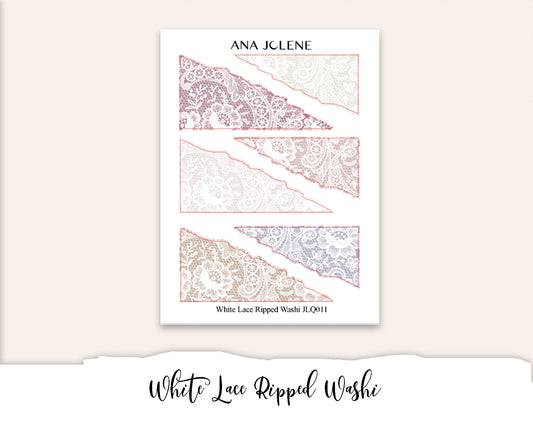 WHITE LACE RIPPED WASHI Deco Stickers