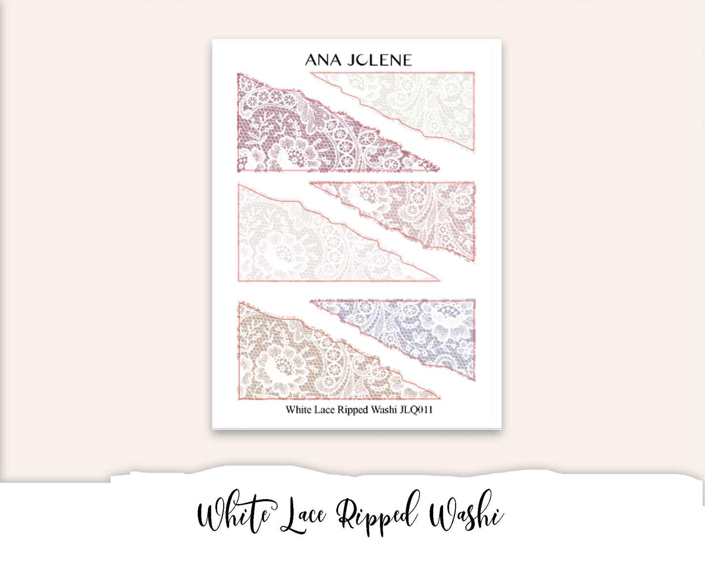 WHITE LACE RIPPED WASHI Deco Stickers