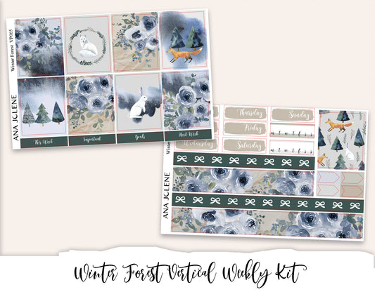 WINTER FOREST Planner Sticker Kit (Vertical Weekly)