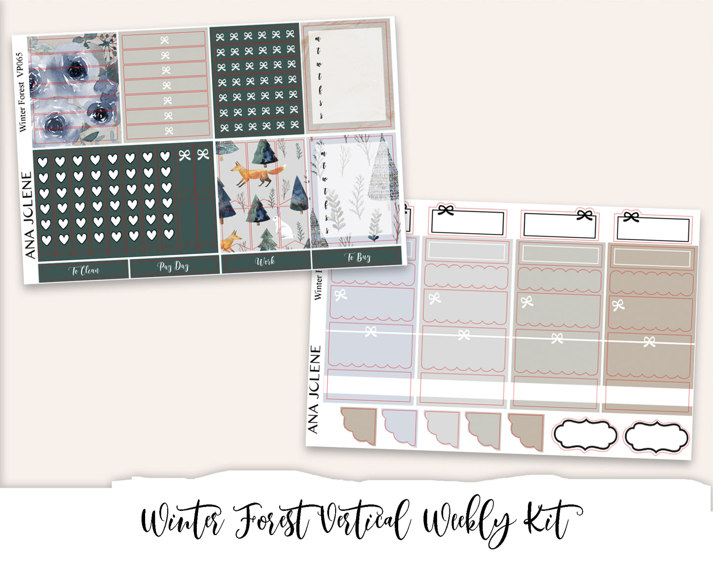 WINTER FOREST Planner Sticker Kit (Vertical Weekly)