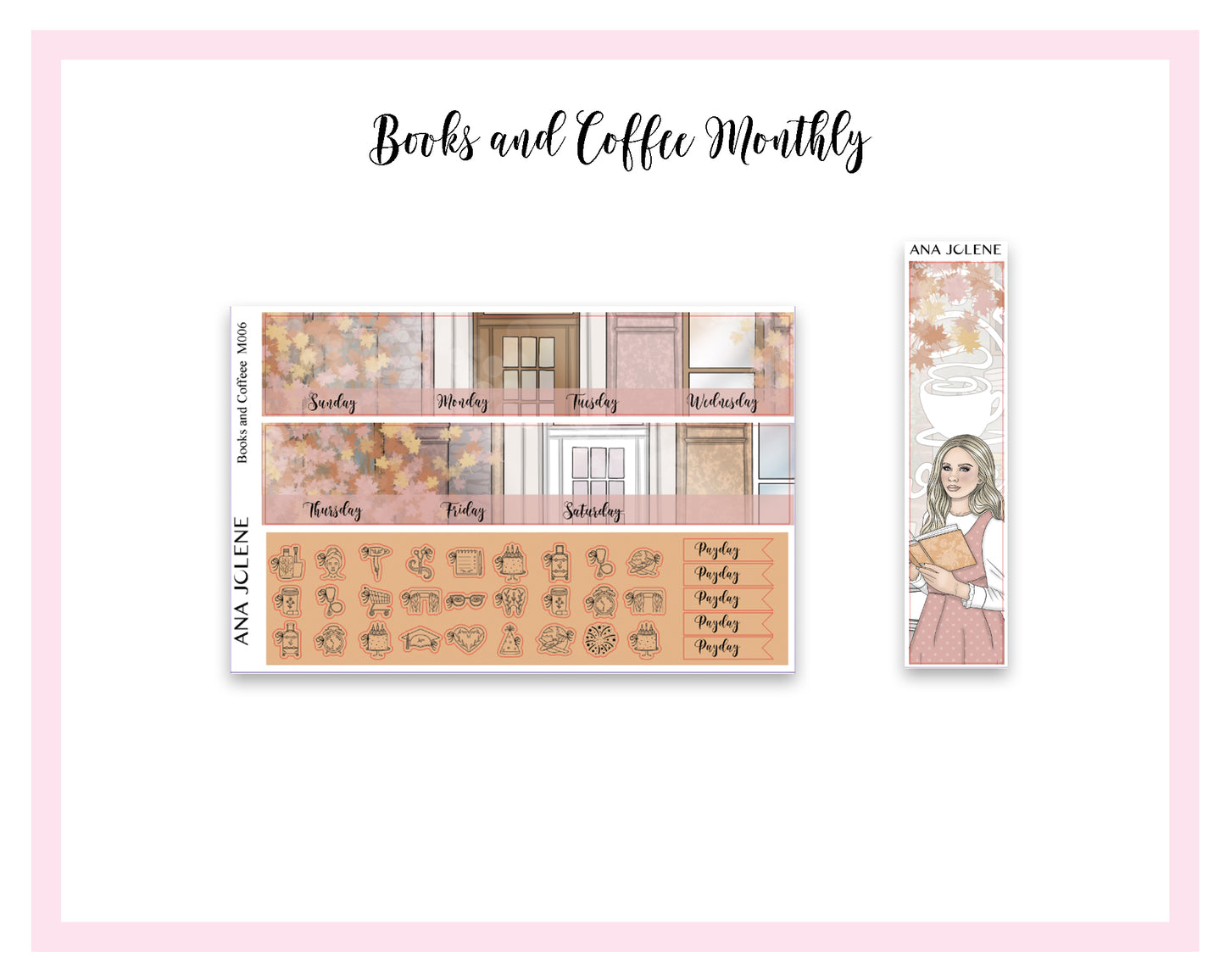 BOOKS AND COFFEE Monthly Planner Sticker Kit (A5Wide)