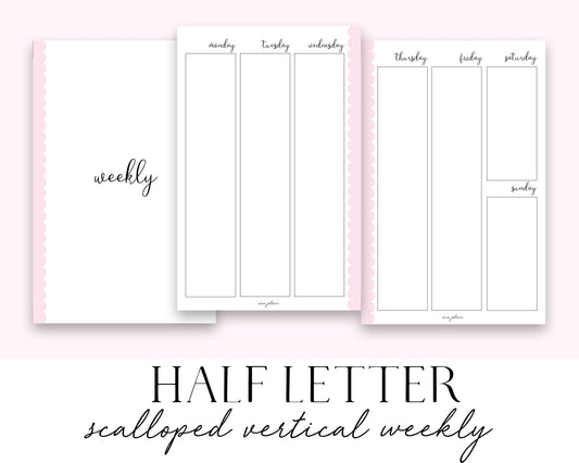 Half Letter Rings Vertical Weekly Printable