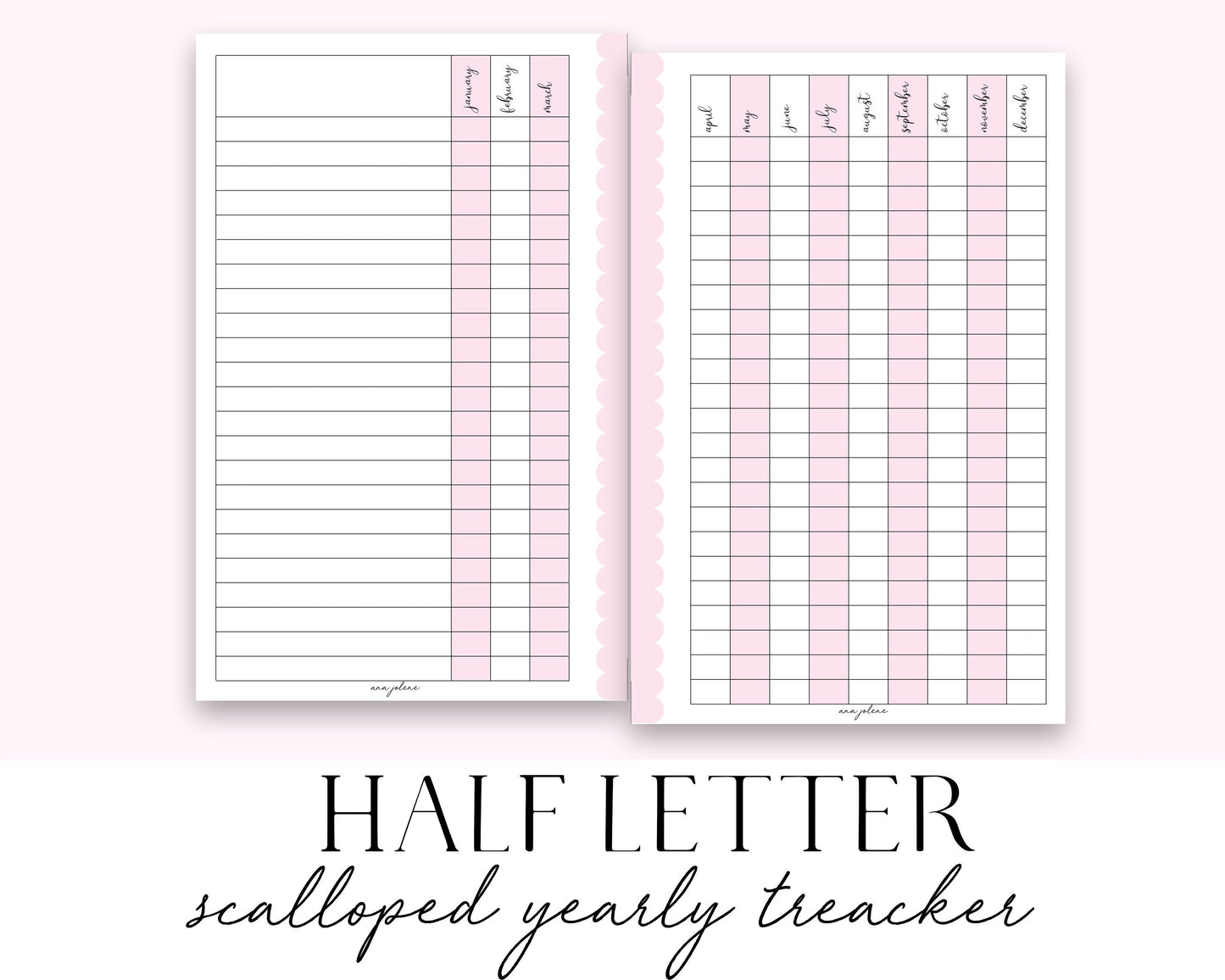 Half Letter Rings Yearly Tracker Printable