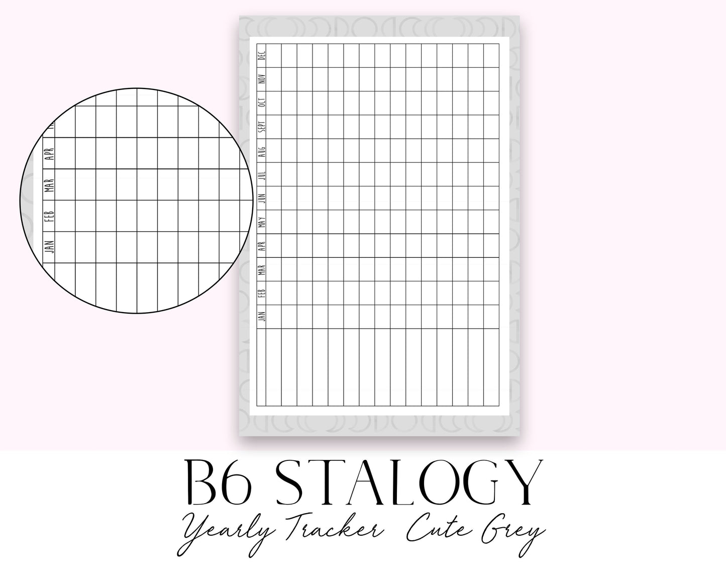 B6 Stalogy Yearly Tracker Cute Gray Printable