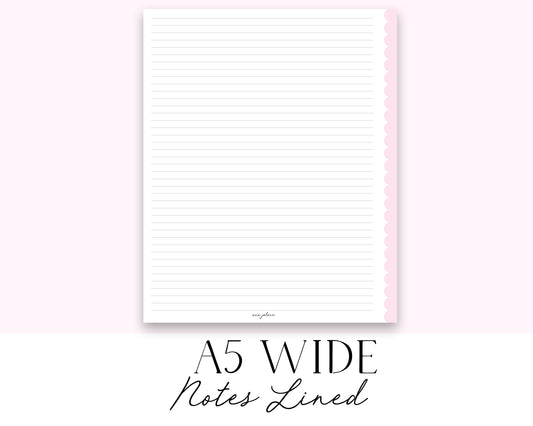 A5 Wide Notes Lined Printable