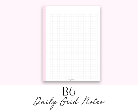 B6 Rings Daily Grid Notes Printable