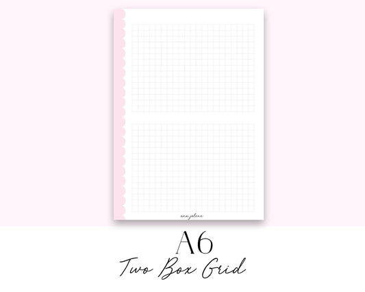 A6 Rings Two Box Grid Daily Notes Printable