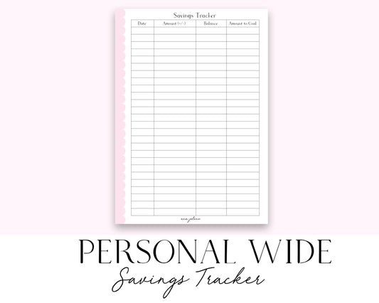 Personal Wide Rings Savings Tracker (Budget) (Finance Planner) Printable