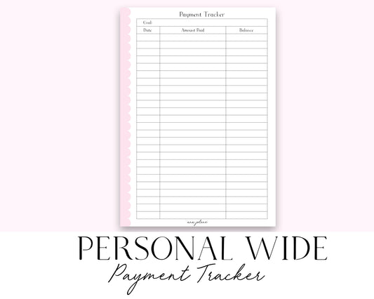 Personal Wide Rings Payment Tracker (Budget) (Finance Planner) Debt Tracker Printable