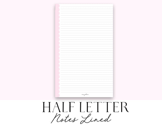 Half Letter Notes Lined (Junior Discbound/A5 Rings) Printable