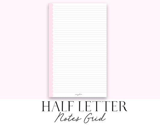 Half Letter Notes Grid (Junior Discbound/A5 Rings) Printable
