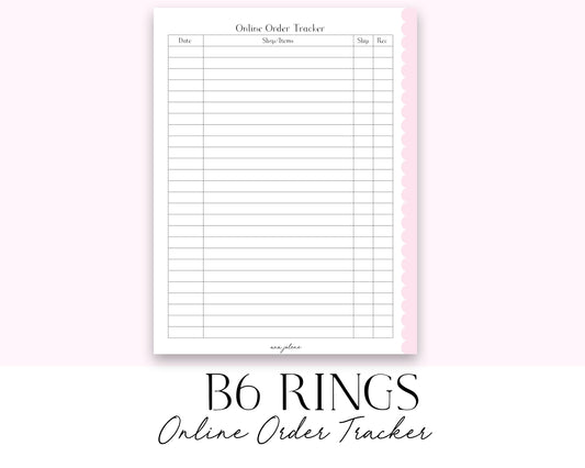 B6 Rings Online Order Tracker (Budget) (Finance Planner) Printable
