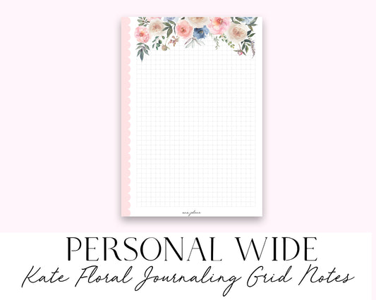Personal Wide Rings Kate Floral Journaling Grid Notes Printable