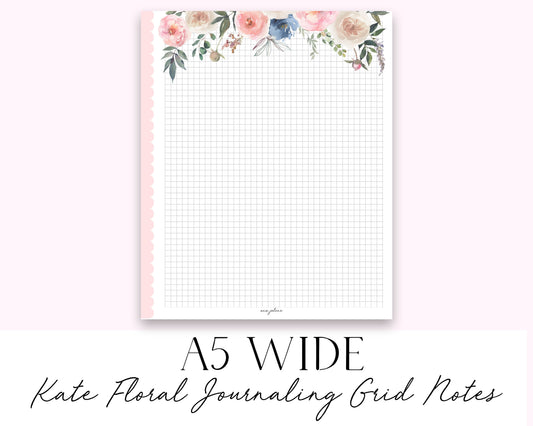 A5 Wide Kate Floral Journaling Grid Notes Printable