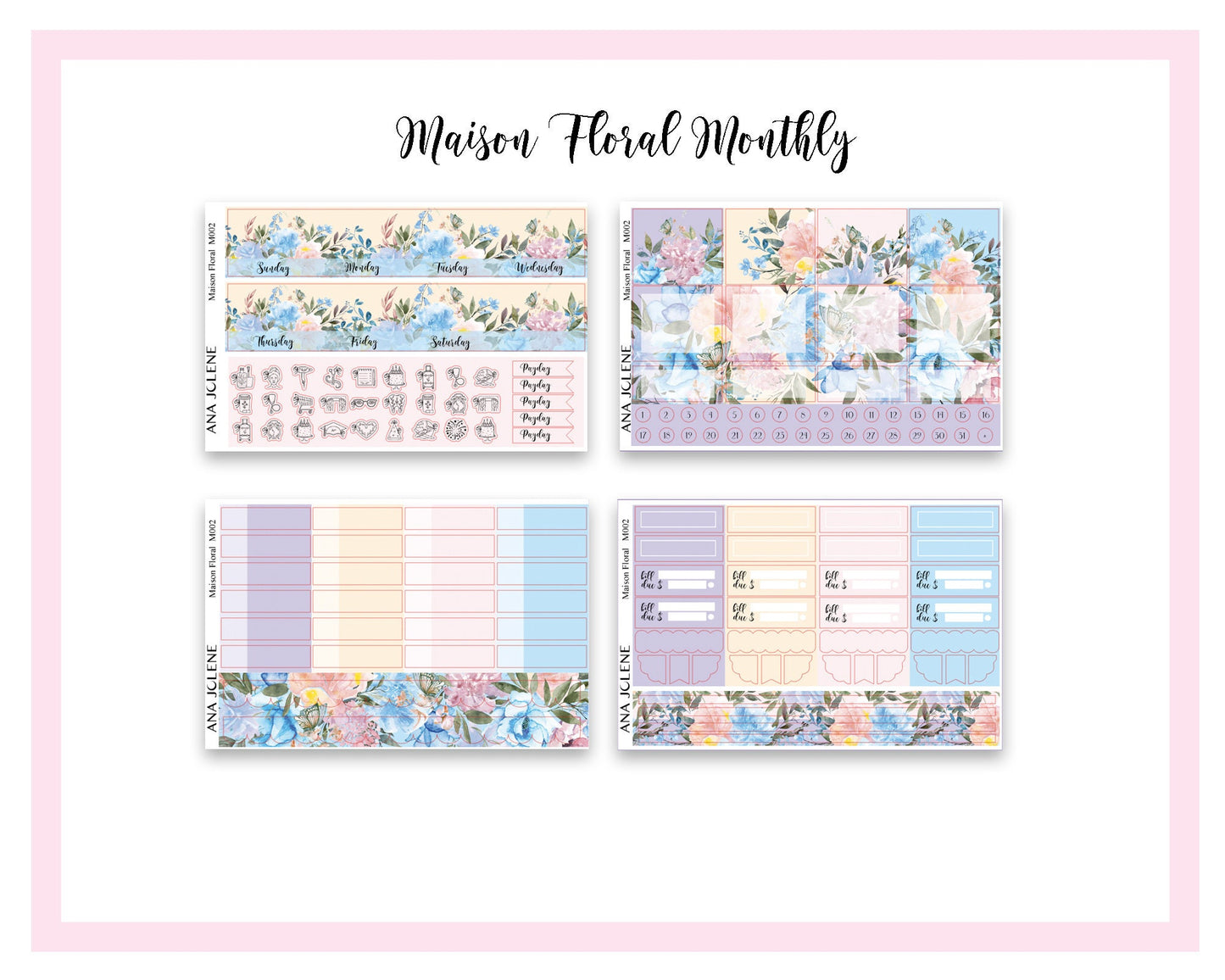 MAISON FLORAL Monthly Planner Sticker Kit (A5Wide)
