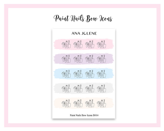 Paint Nails Bow Icon Stickers